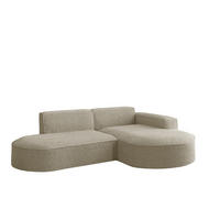 ECKSOFA Designer L-Form MODENA STUDIO Stoff Loop Beige Rechts - Beige, Holz (236/165cm) - Kaiser Möbel