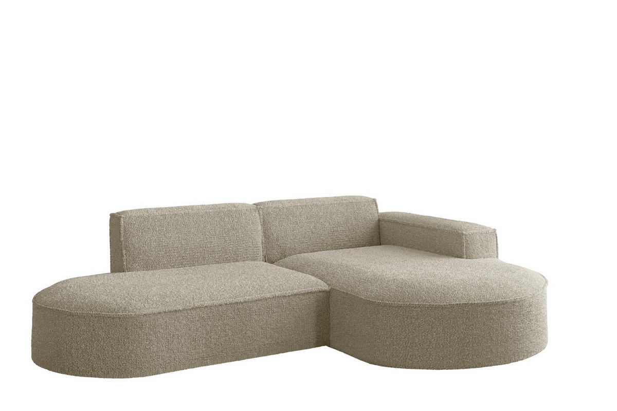 ECKSOFA Designer L-Form MODENA STUDIO Stoff Loop Beige Rechts - Beige, Holz (236/165cm) - Kaiser Möbel