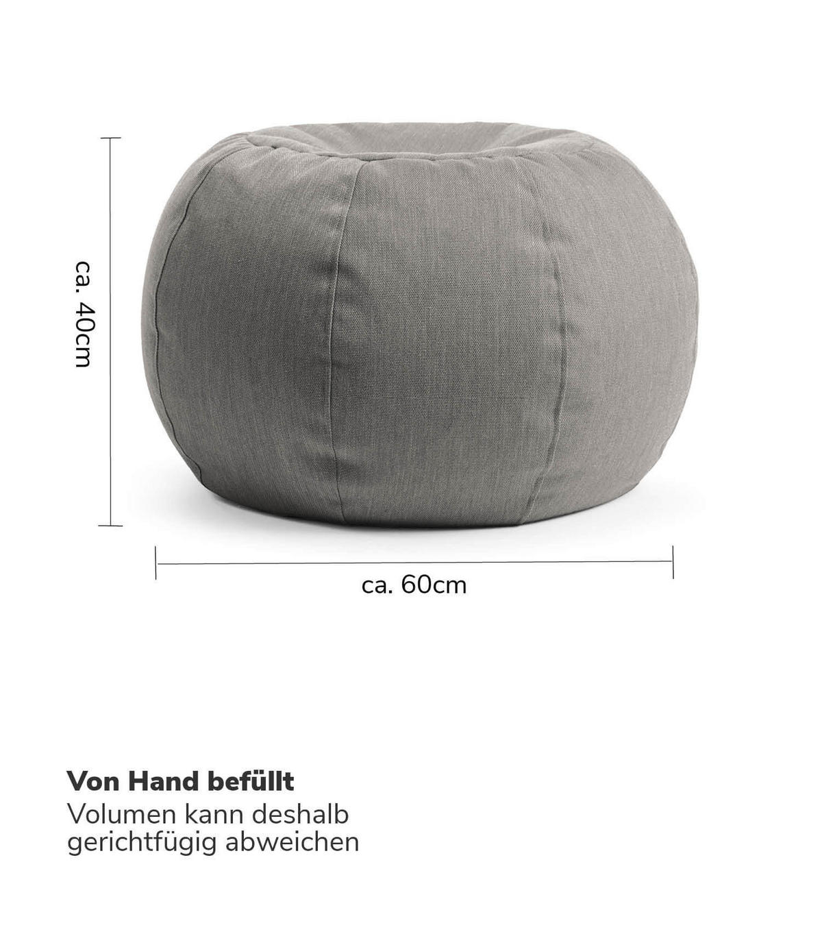 OUTDOOR POUF Der Kugelige - Dunkelgrau, Textil (60/40/60cm) - Mokebo