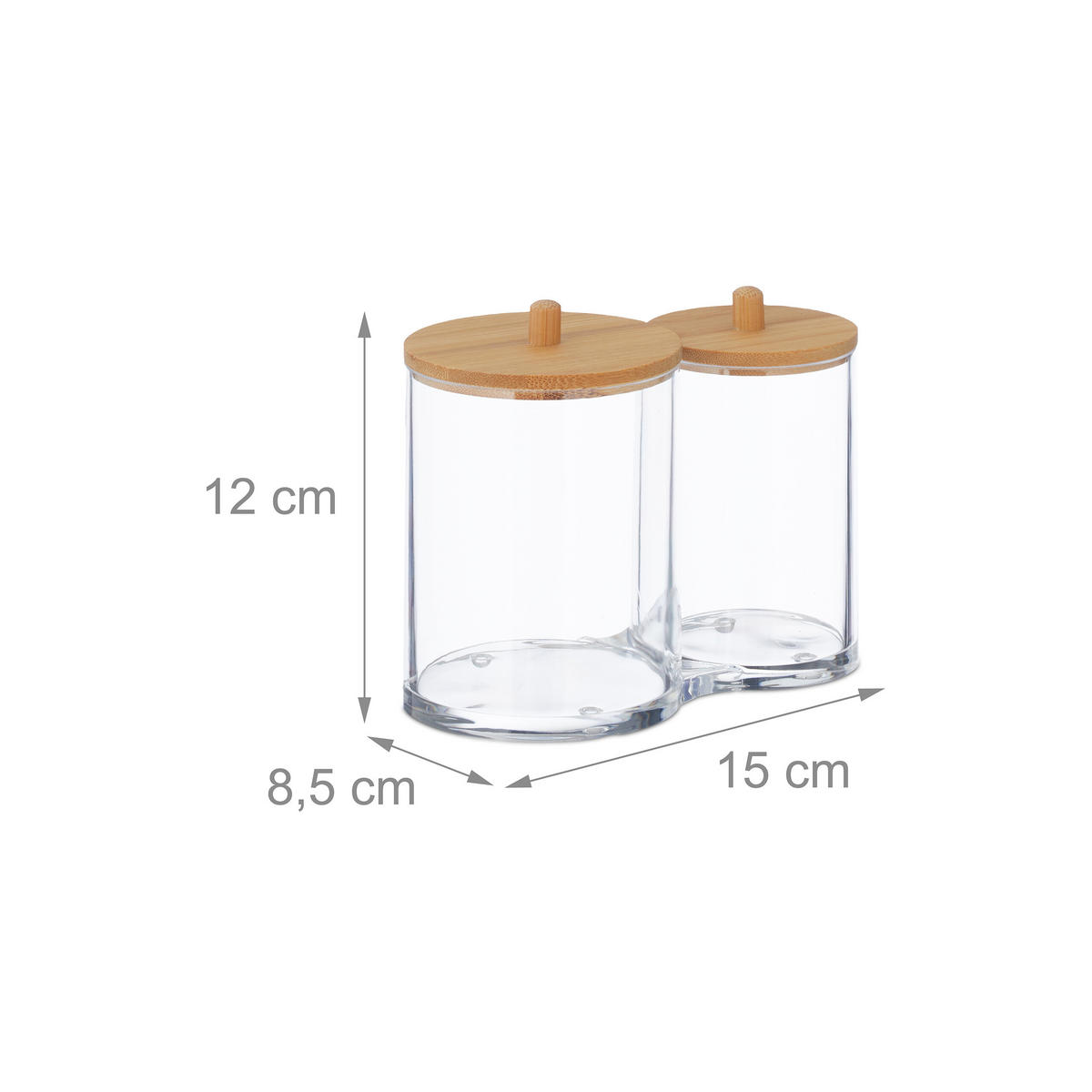 NÁDOBA na vatové tyčinky - různobarevná, dřevo/plast (15/12/8.5cm) - Relaxdays