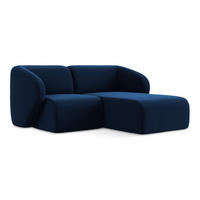 ECKSOFA Rechts Samt Stoff Blau - Türkis/Schwarz, Holzwerkstoff/Kunststoff (178/166cm) - Makamii