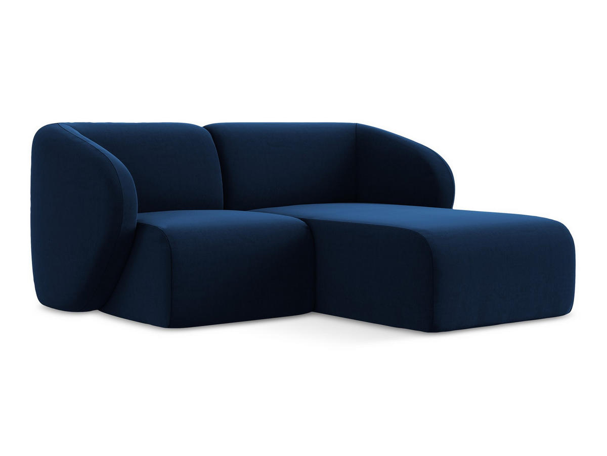ECKSOFA Rechts Samt Stoff Blau - Türkis/Schwarz, Holzwerkstoff/Kunststoff (178/166cm) - Makamii
