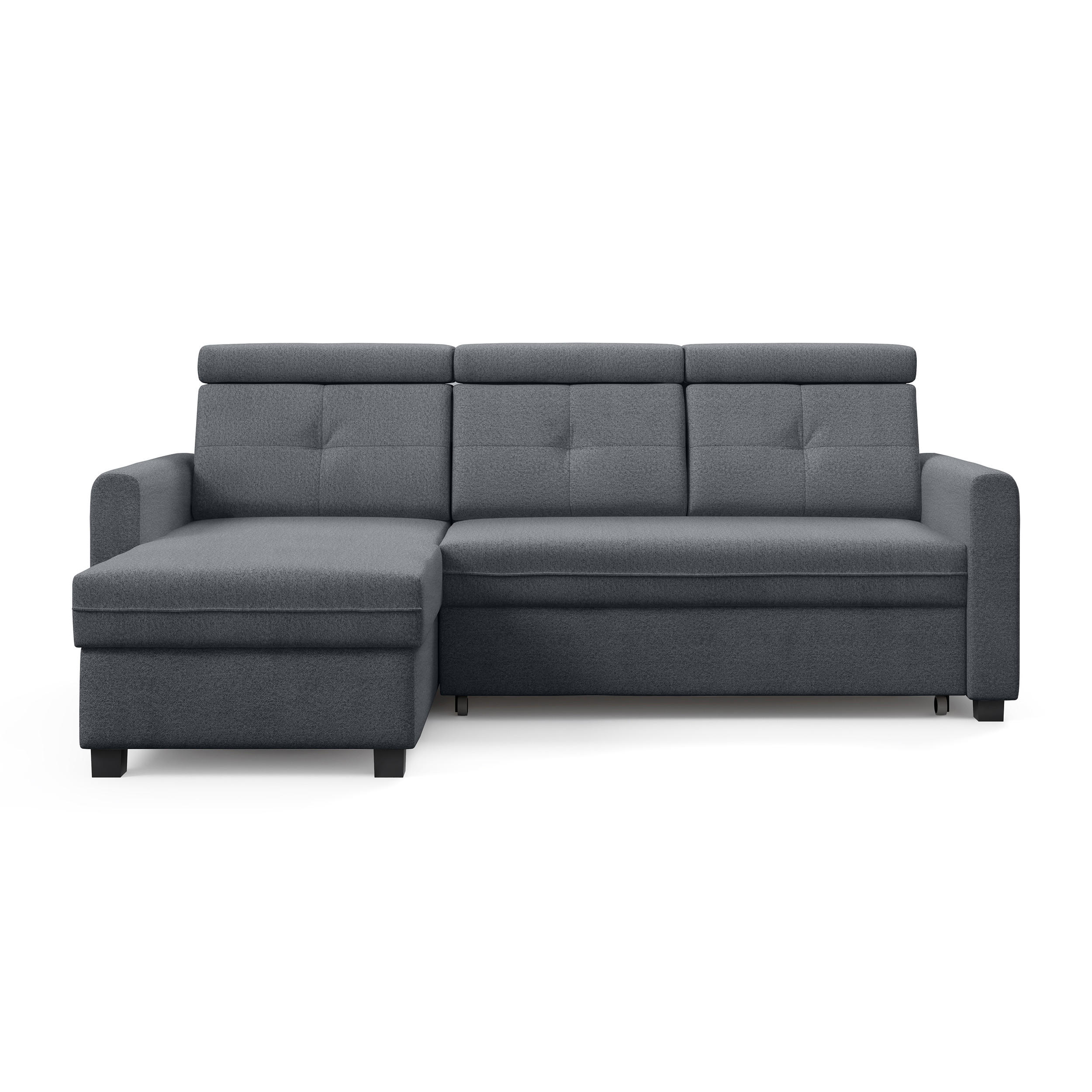 ECKSCHLAFSOFA Milano, Grau, links - Schwarz/Grau, Textil (217/166cm) - Beautysofa
