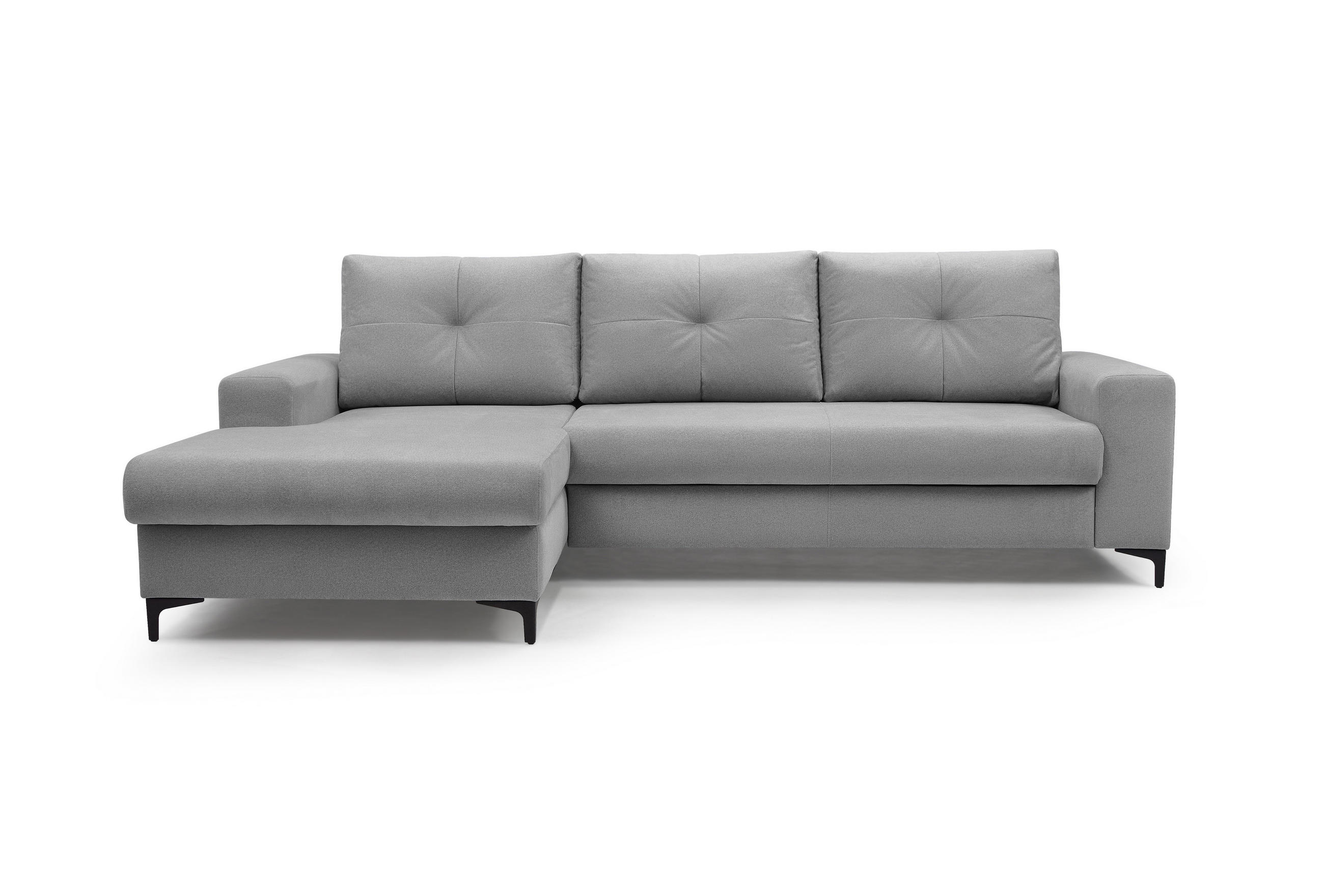 ECKSOFA AVRA L-förmig, mit Stauraumbehälter-in RINO-Stoff, Komfort & Eleganz, lose Rückenkissen, freistehend, LINKS 165x251x85 cm Dark grey - Dunkelgrau, Holz/Textil (165/251cm) - DomoHome