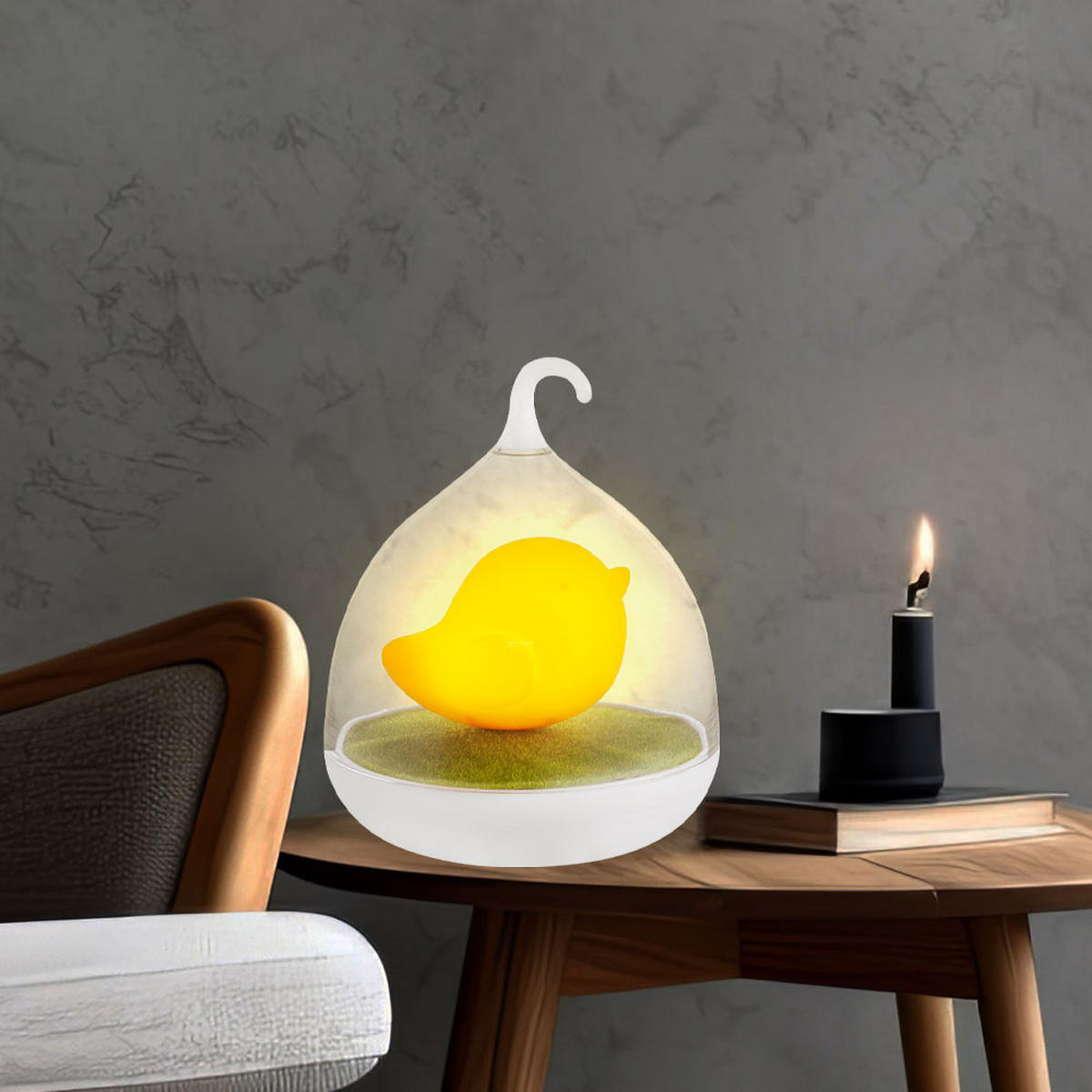 LED TISCHLEUCHTE Vogel Gelb Kunststoff - Gelb, Kunststoff (14/14/17cm) - Globo Lighting