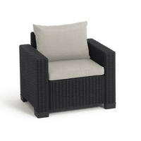 GARTENSESSEL California anthrazit mit Kissen in Sand - Schwarz, Textil (68/72/83cm) - Allibert