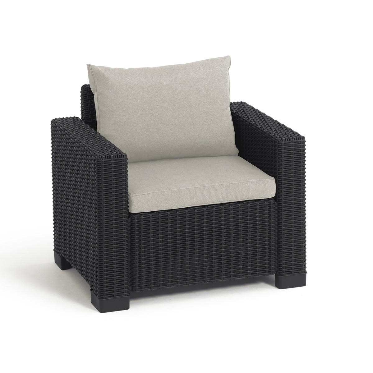 GARTENSESSEL California anthrazit mit Kissen in Sand - Schwarz, Textil (68/72/83cm) - Allibert