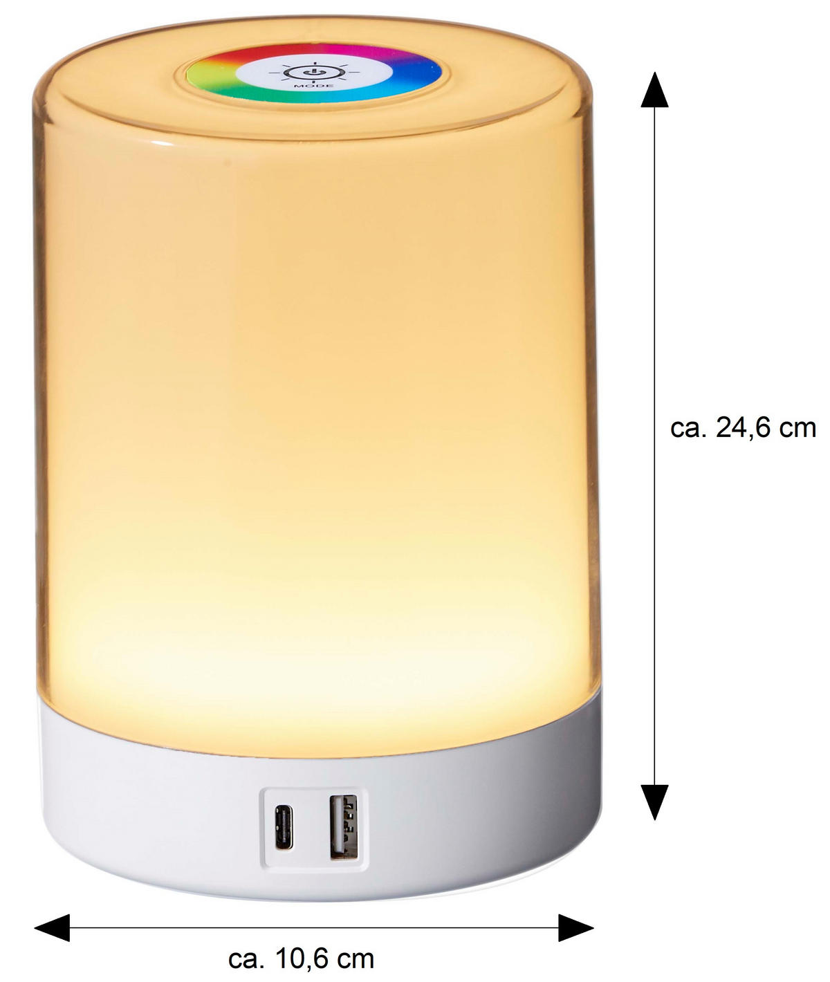 LED-TISCHLEUCHTE - dimmbar mit Farbwechsel, Touch-Taste und USB-Ladeports in Weiß - Weiß, Kunststoff (10.6/10.6/14.6cm) - Northpoint