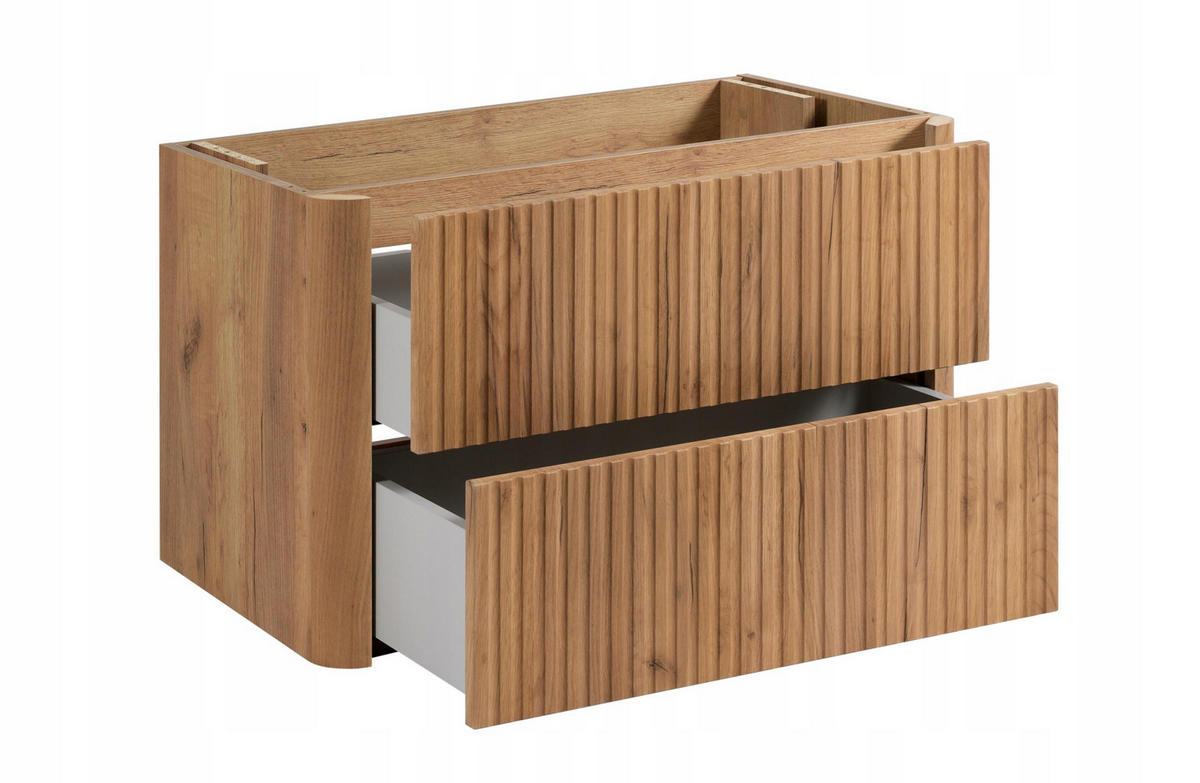 WASCHBECKENUNTERSCHRANK LINEA hängend geriffelt Eiche dunkelbraun 80/48/44 cm - Braun, Holzwerkstoff (80/48.4/43.7cm) - Rodan