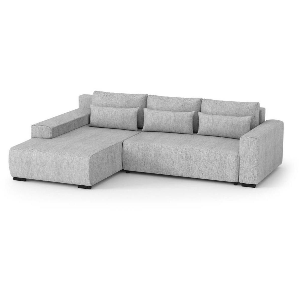 ECKSCHLAFSOFA Benny hellgrau links - Hellgrau/Schwarz, Kunststoff/Textil (271/185cm) - Beautysofa