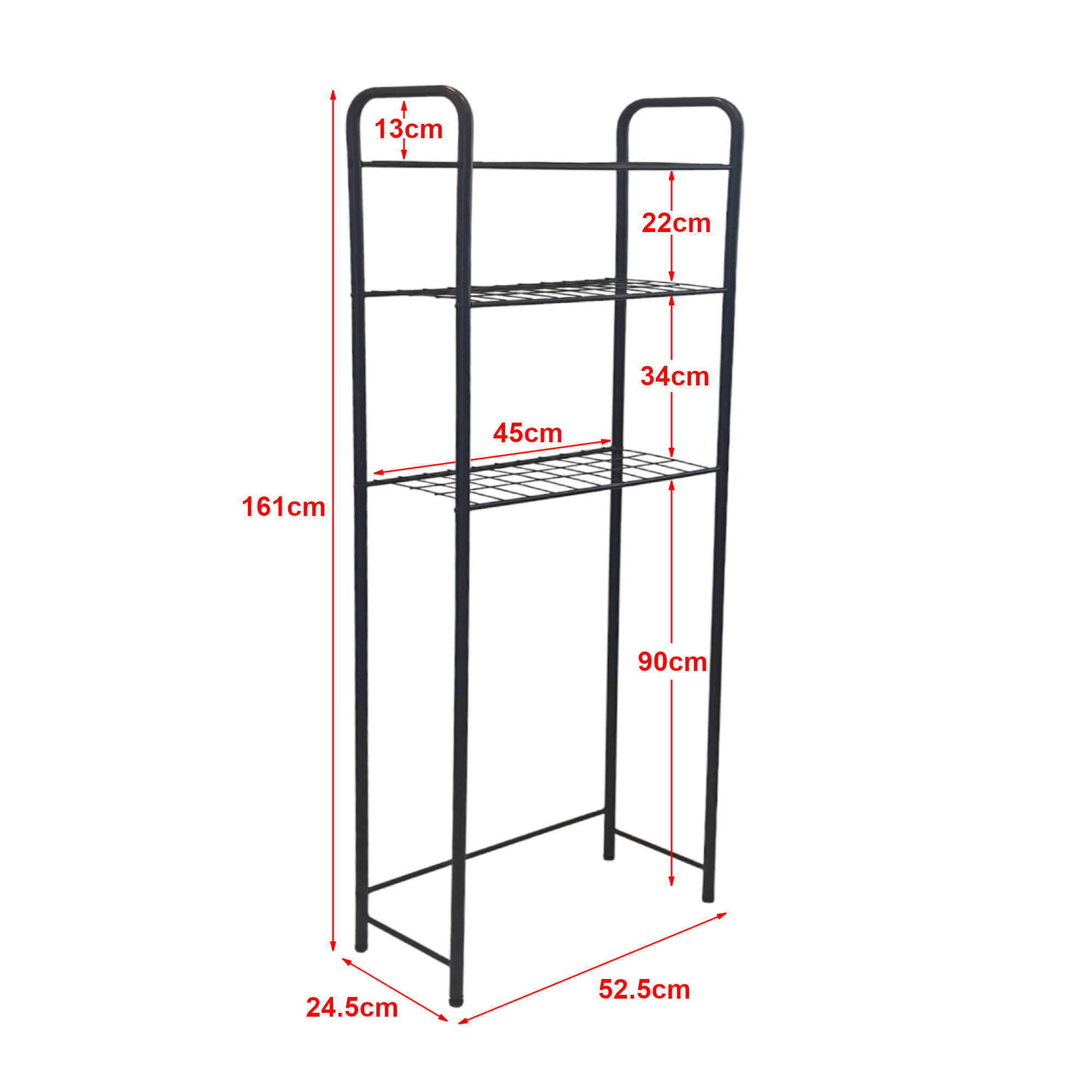 BADEZIMMERREGAL Nordborg - Schwarz, Metall (52.5/161/24.5cm) - [en.casa]