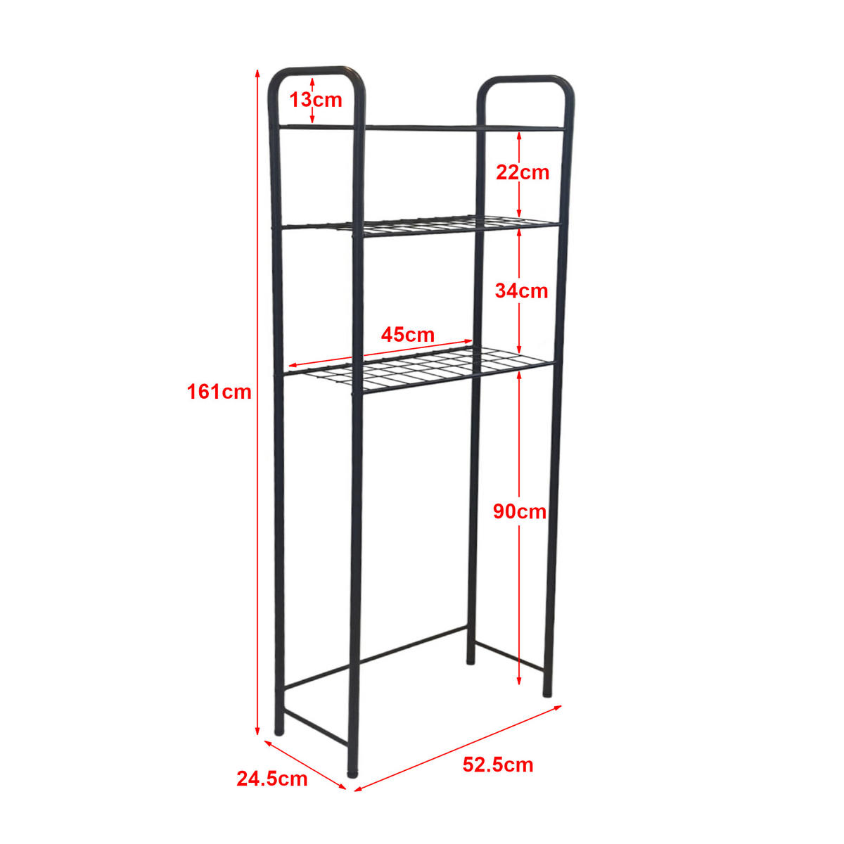 BADEZIMMERREGAL Nordborg - Schwarz, Metall (52.5/161/24.5cm) - [en.casa]