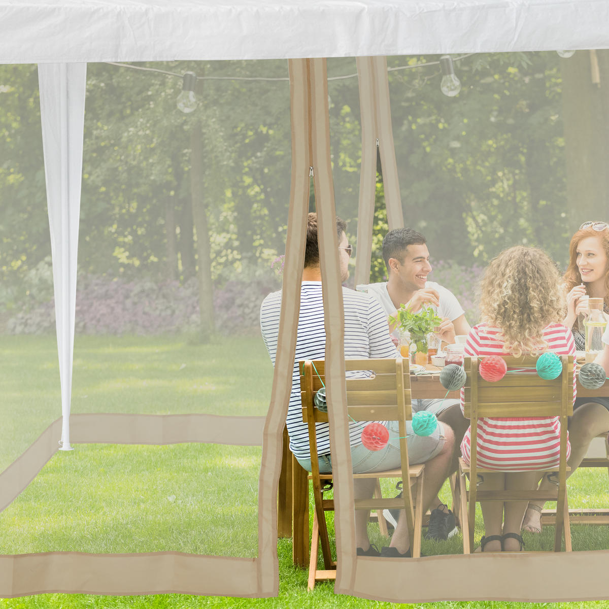 MOSKITONETZ Pavillon - Beige, Kunststoff (1200/200/0.1cm) - Relaxdays