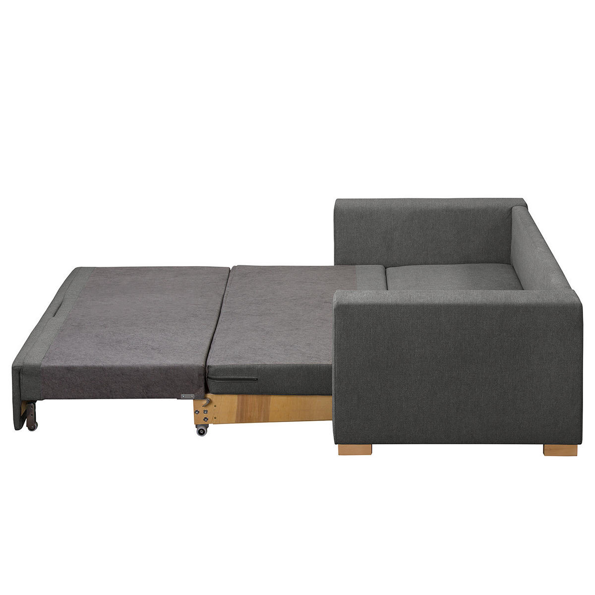SCHLAFSOFA - Graubraun/Buchefarben, Holz/Buchenholz (173/90/90cm) - home24