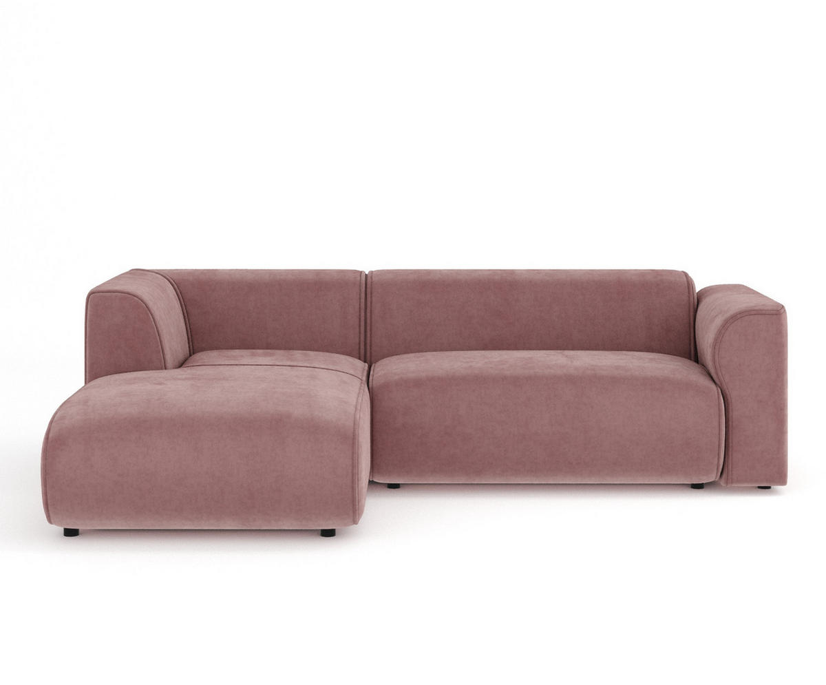 ECKSOFA Melani Rosa Samtstoff - Pink/Schwarz, Holz/Holzwerkstoff (253/153cm) - Maison de Reve