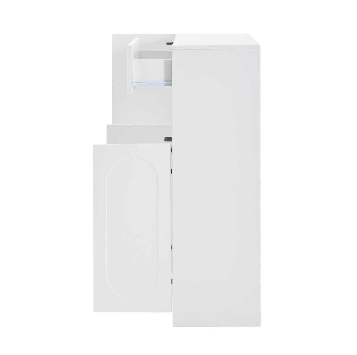 SCHUHSCHRANK 130/110/35 cm Weiß aus Spanplatte mit Sitzbank - Weiß, Holzwerkstoff (130/110/35cm) - OKMYHOME
