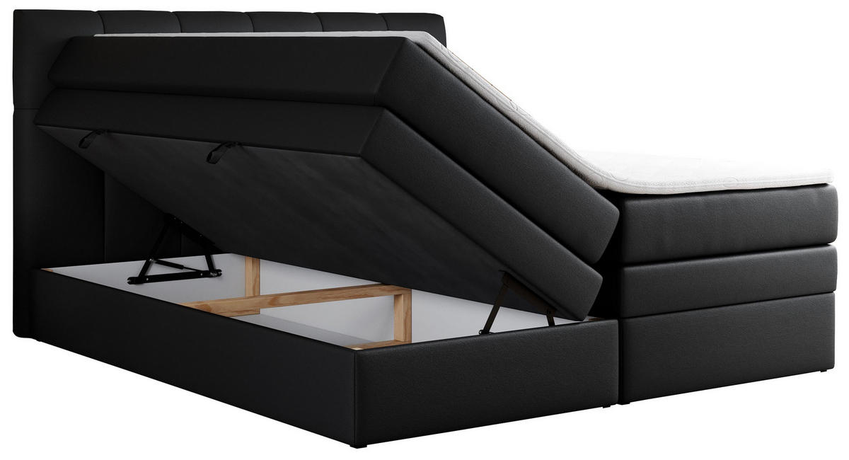 BOXSPRINGBETT ALVIN KING 120/200 Schwarz Kunstleder - H3 - Schwarz, Holz/Textil (120/200cm) - MKS