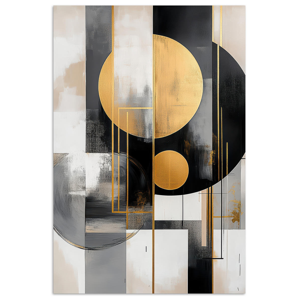 POSTER Abstrakt - Gold - Silber - Formen - Ästhetisch - Modern 80x120 cm - Goldfarben, Papier (80/120/0.1cm) - MuchoWow