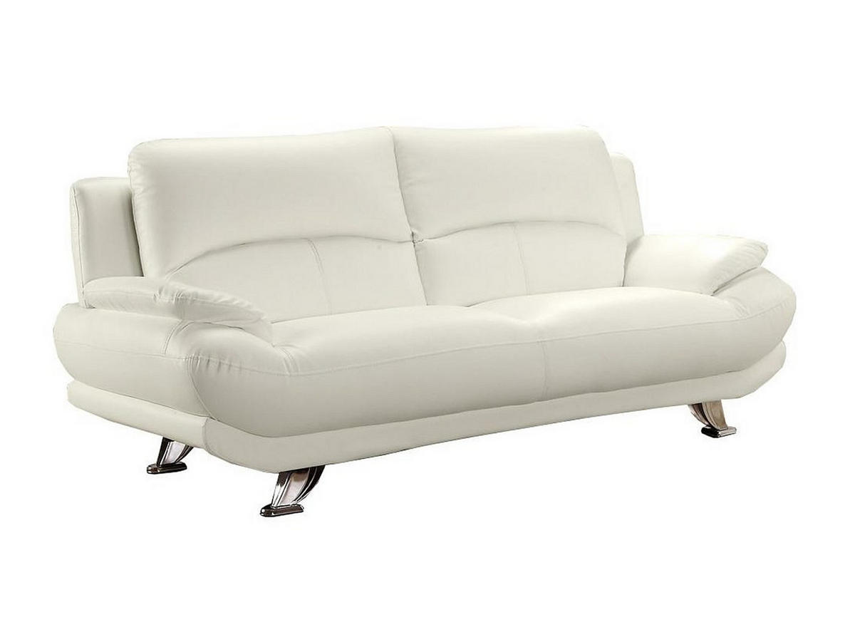 SOFA ohne Schlafmöglichkeit - -Sitzer - Kunstleder - Elfenbeinfarben - - Weiß, Leder (200/89/91cm) - Vente-Unique