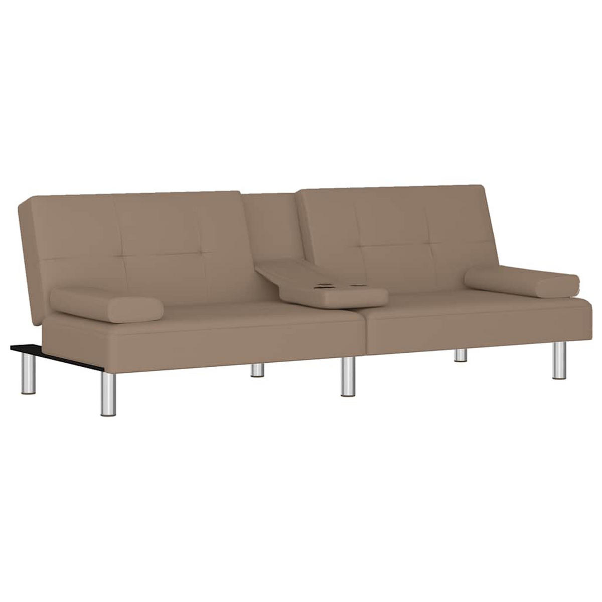 SCHLAFSOFA Mit Getränkehaltern Cappuccino Kunstleder - Braun, Leder (200/70/89cm) - vidaXL