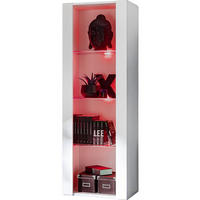 VITRINE TIVOLI, Weiß + Weiß, LED Mehrfarbige - Weiß, Glas/Holzwerkstoff (55/159/35cm) - Komodee