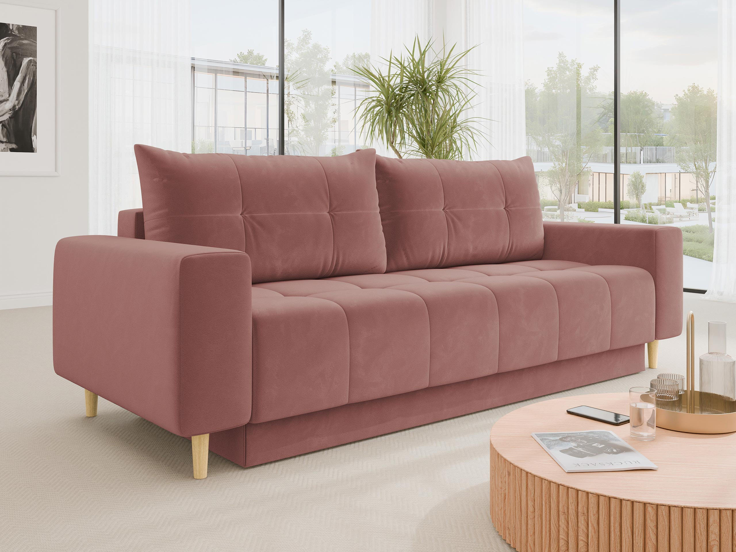 SCHLAFSOFA Santi - Rosa, Holz/Textil (244/88/96cm) - MIRJAN24