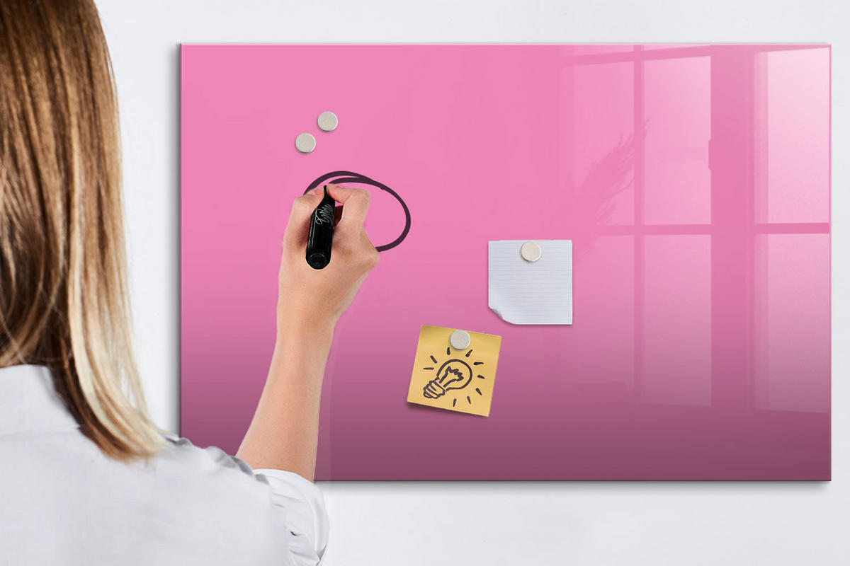MAGNETTAFEL 90x60 Rosa schwarzer Marker - Pink, Glas (90/0.4/60cm) - TULUP