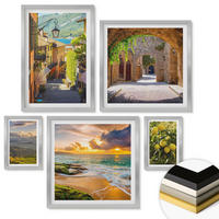 WANDBILDER 5er Set - 50x50 cm & 20x30 cm & 40x60 cm Silberner Rahmen - Malerische Straßen am Meer, Strand - Silberfarben, Kunststoff (40/60cm) - ArtPrintCave