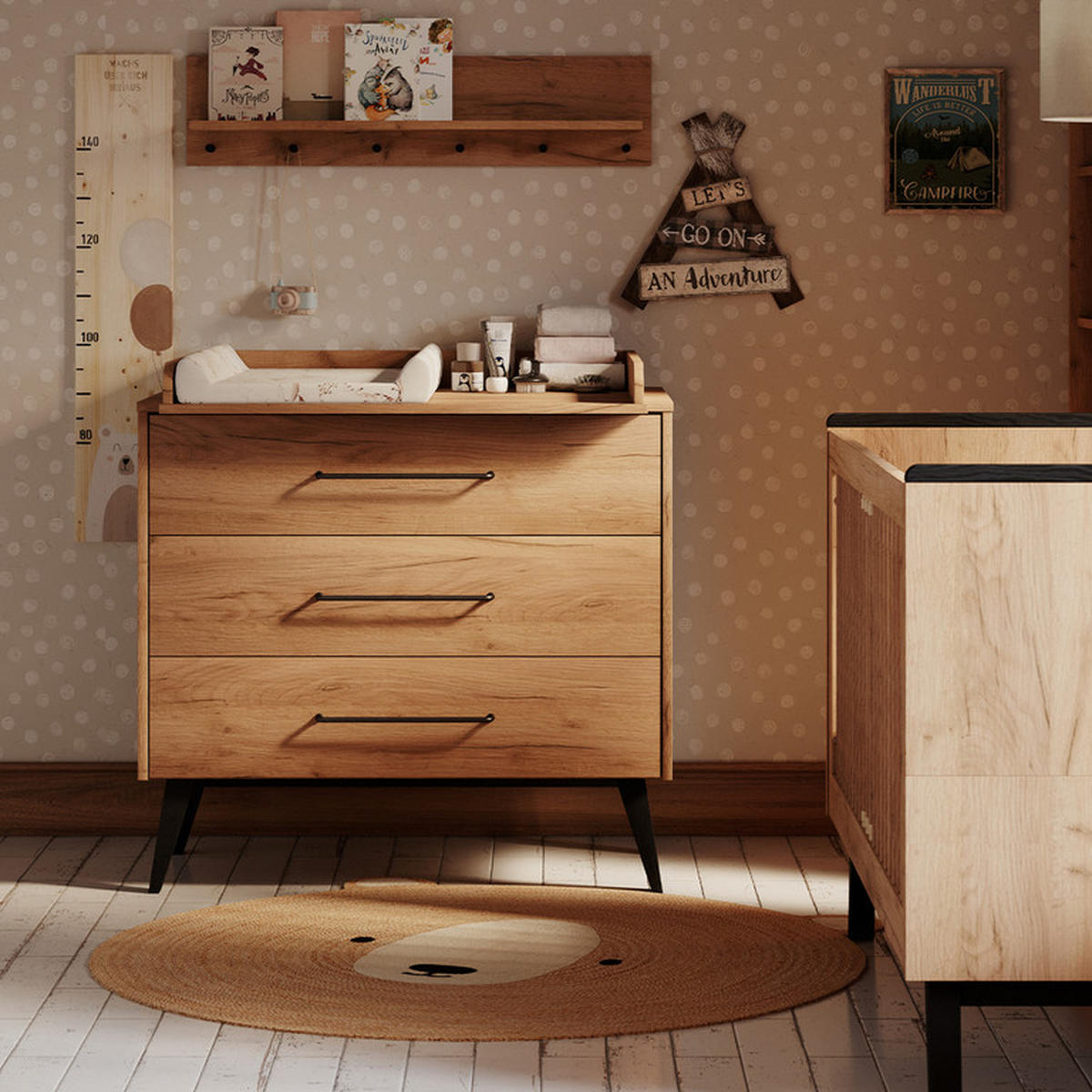 DĚTSKÁ KOMODA Retro Dřevo - hnědá, kompozitní dřevo (100/92.2/52.4cm) - Petits-meubles