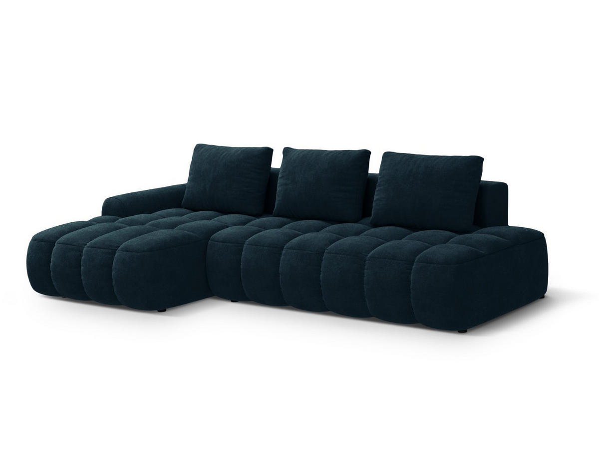 AUSKLAPPBARES-ECKSOFA links mit Container Linz aus Samt petrol 3 Sitzplätze - Petrol, Textil (142/275cm) - Cosmopolitan Design