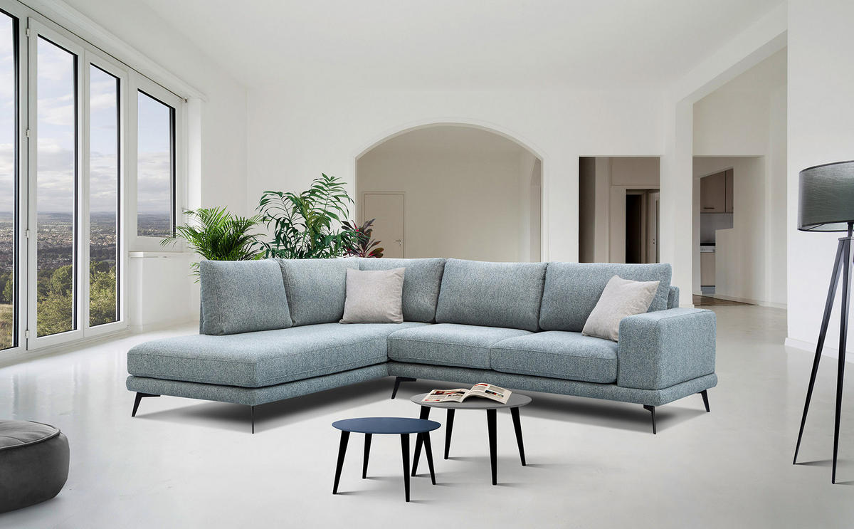 ECKSOFA MEDIOLANE 5-Sitzer, mintgrün - Mintgrün, Holzwerkstoff/Textil (219/282cm) - Courtois Laville