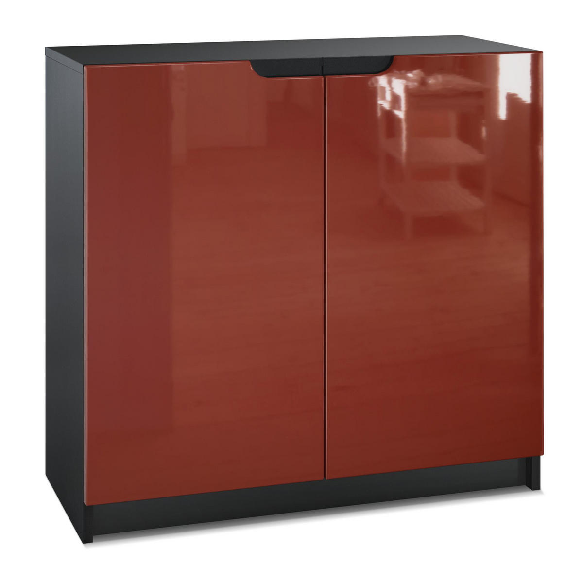 KOMMODE Logan Fronten in Bordeaux Hochglanz - Bordeaux, Holzwerkstoff (82/78/37cm) - Vladon