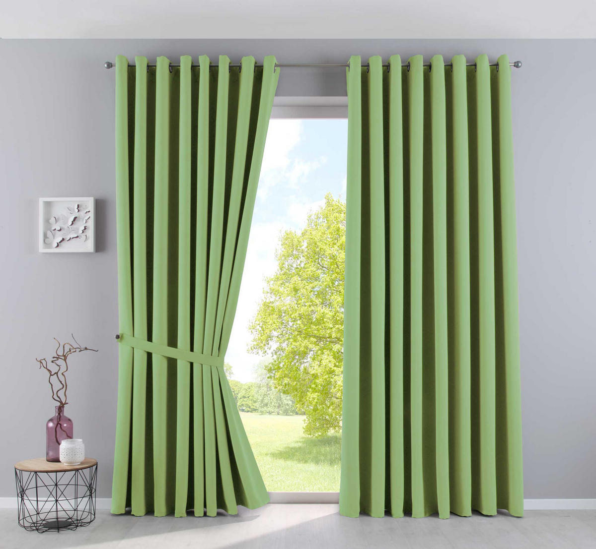 VORHANG »NEW YORK« HxB 245x140 cm Grün - Grün, Textil (140/245cm) - Gardinenbox