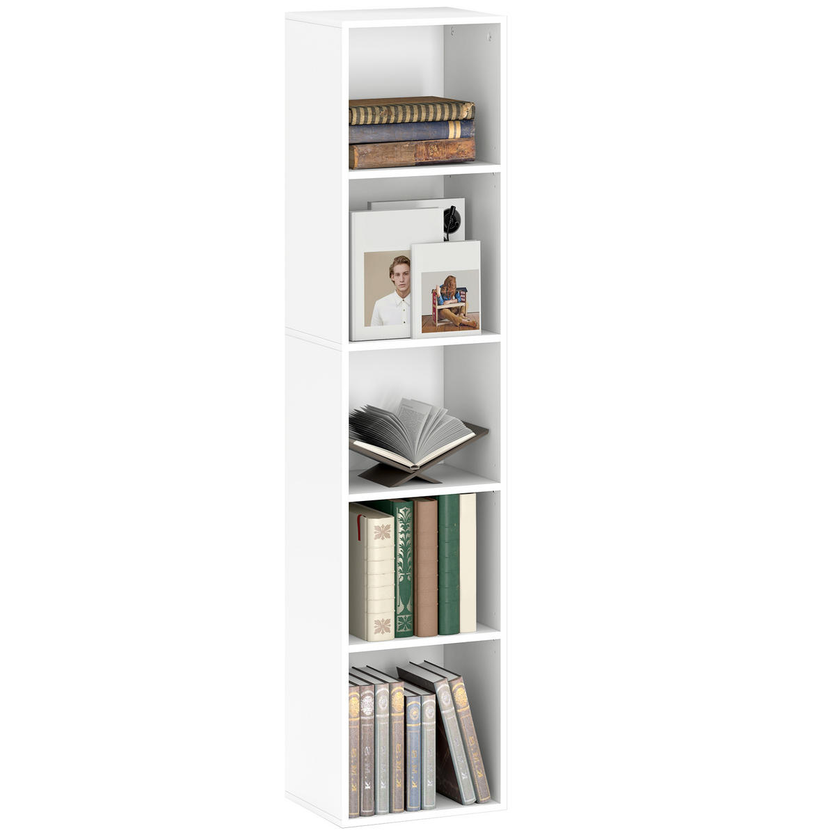BÜCHERREGAL mit Verstellbare Ablage, Weiß - Weiß, Karton (24/133.5/30cm) - HOMCOM