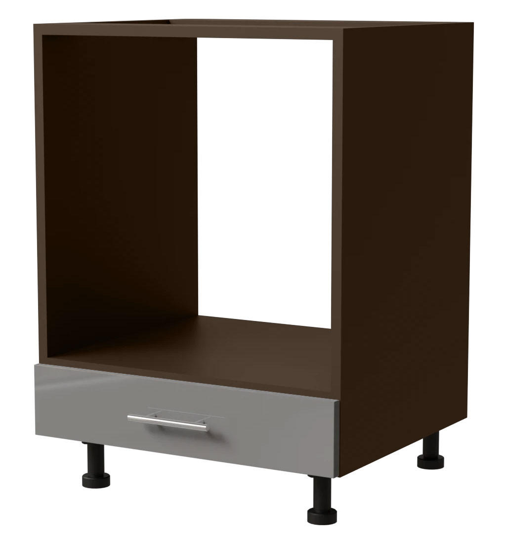 HERDUMBAUSCHRANK Essen D11K/60 Grau Hochglanz / Lava Matt 60 / 50 / 82cm - Dunkelgrau/Grau, Holz/Holzwerkstoff (60/82/50cm) - Feldmann-Wohnen