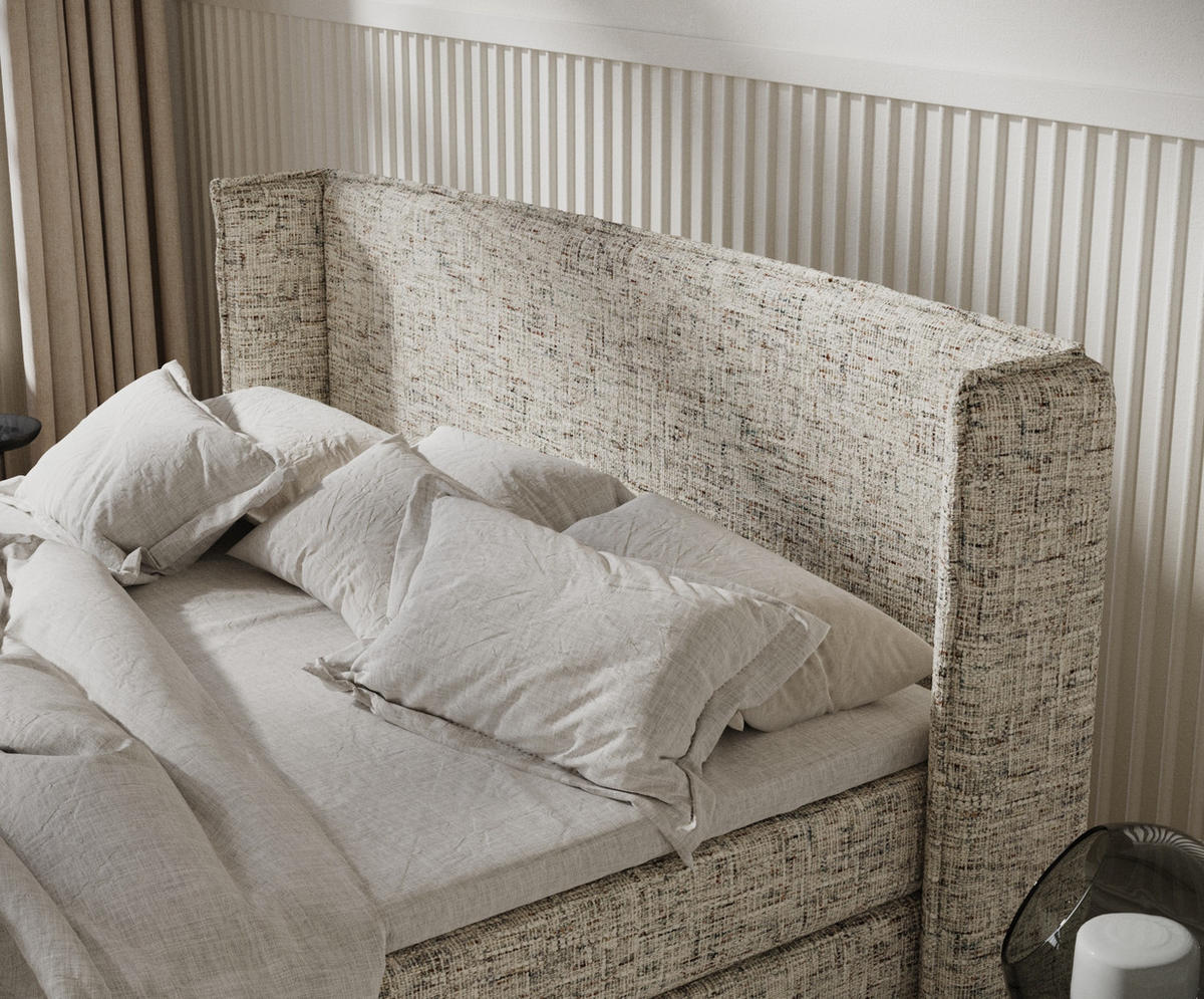 BOXSPRINGBETT Carizzo Beige 160/200 cm mit Matratze und Topper - Beige/Naturfarben, Holz/Holzwerkstoff (160/200cm) - Maison de Reve