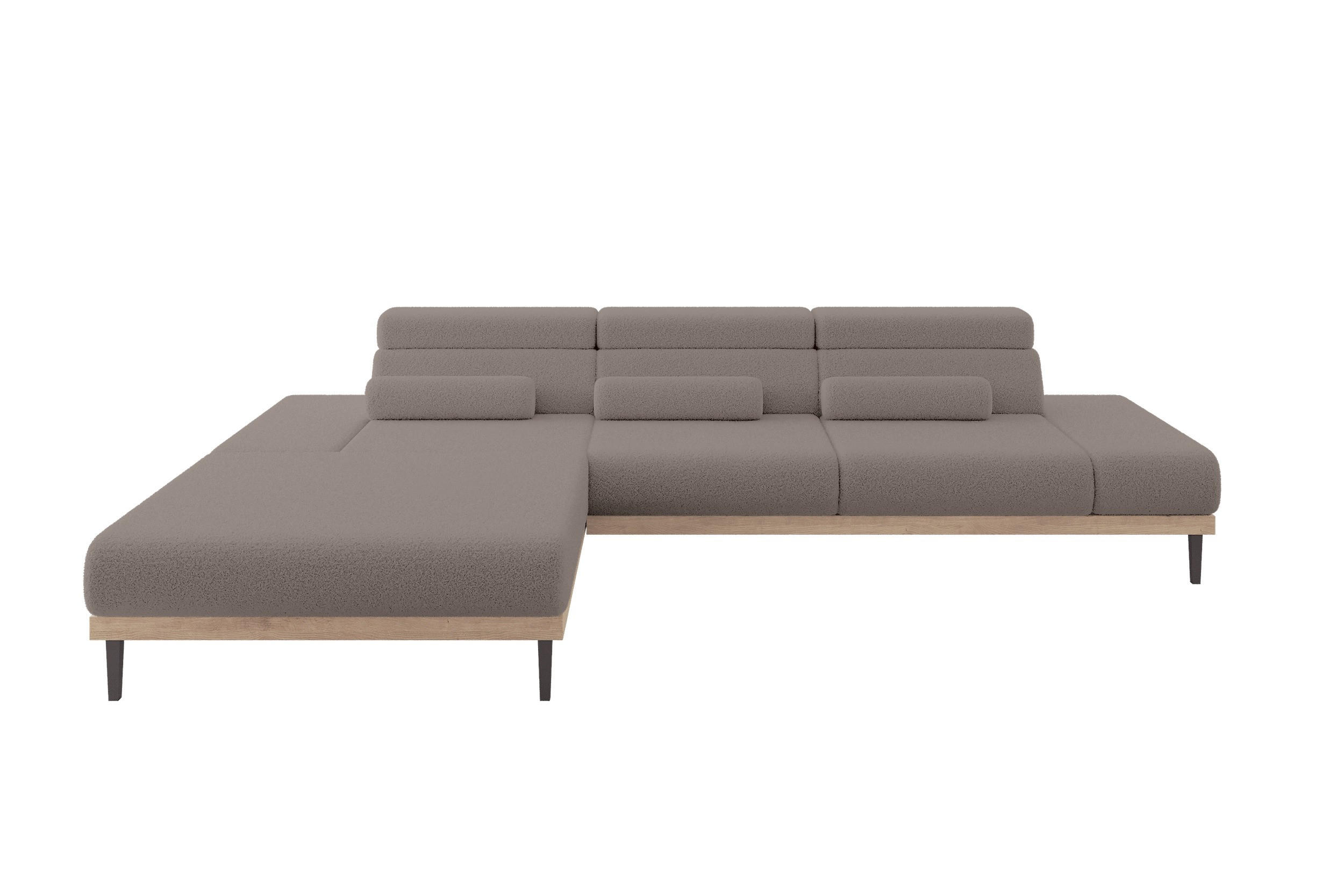 ELEKTRISCHES ECKSOFA Links MONA 316x205x85 Braun Bouclé - Dunkelbraun/Braun, Holzwerkstoff/Textil (316/205cm) - ALTDECOR