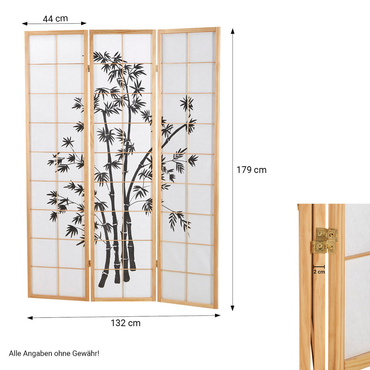 PARAVENT 3-tlg. 132/179 cm Braun Bambusmuster - Braun, Holz (132/179/2cm) - Homestyle4u