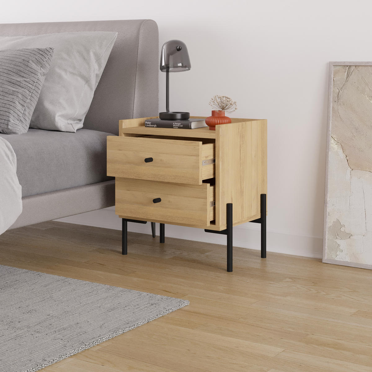NACHTTISCH Malta Eiche 35/49/52 cm - Eichefarben, Holzwerkstoff (48.6/52.4/35cm) - Decortie