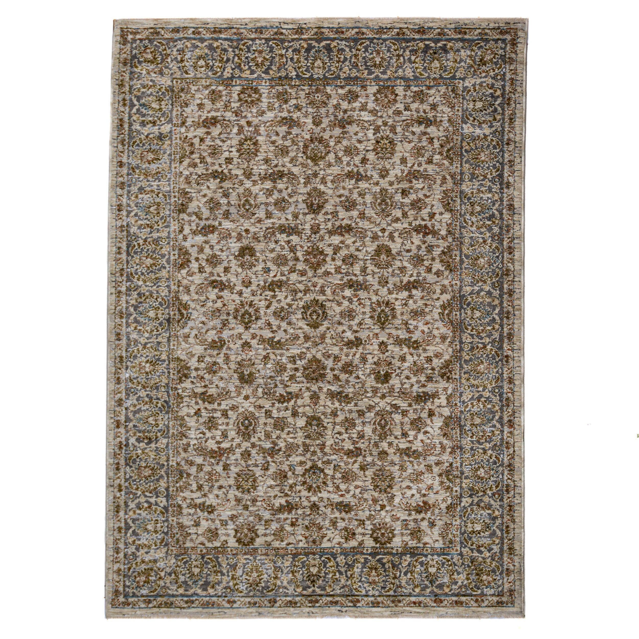 ORIENTTEPPICH Vintage Blumen-Muster, Wohnzimmer Erdtöne-Grün Rechteckig 120x160 - Grün, Textil (120/160cm) - KADIMA DESIGN