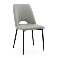STUHL ORO gepolsterter mit Steppung - hellgrau - Samt Velour - Hellgrau/Schwarz, Textil/Metall (47/91/55cm) - NEW HOME
