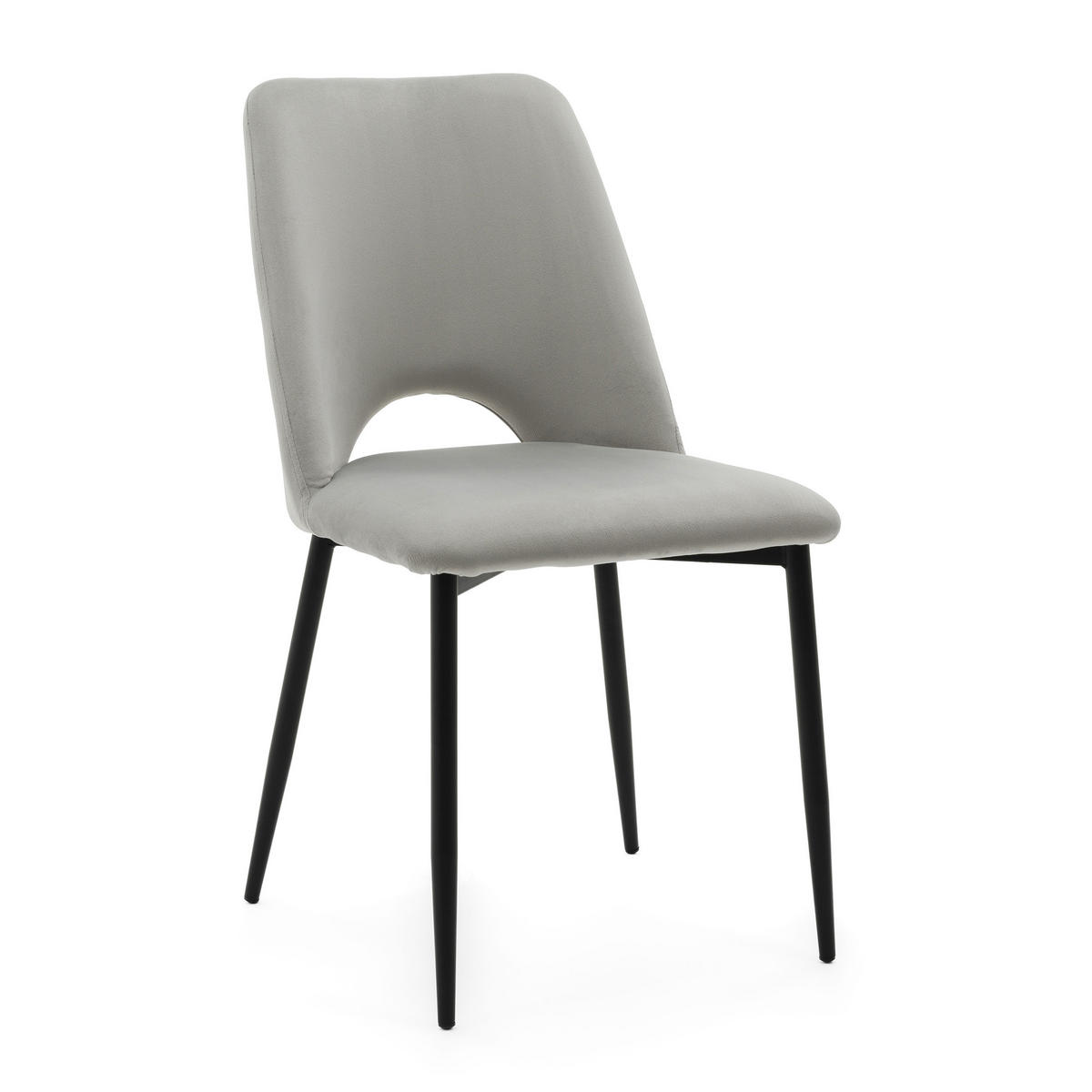 STUHL ORO gepolsterter mit Steppung - hellgrau - Samt Velour - Hellgrau/Schwarz, Textil/Metall (47/91/55cm) - NEW HOME