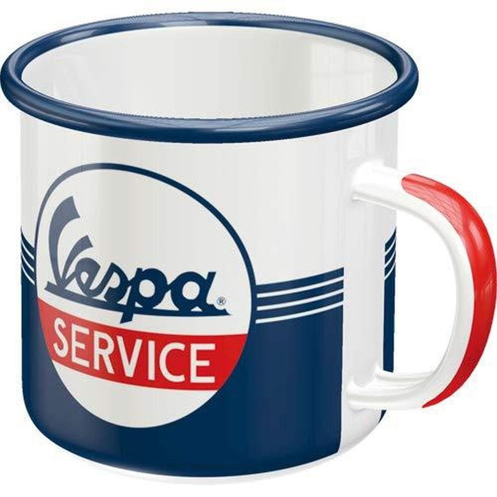 EMAILLE-BECHER 360 ml Vespa Service - Kirschrot/Weiß, Metall (0.36L) - Nostalgic-Art