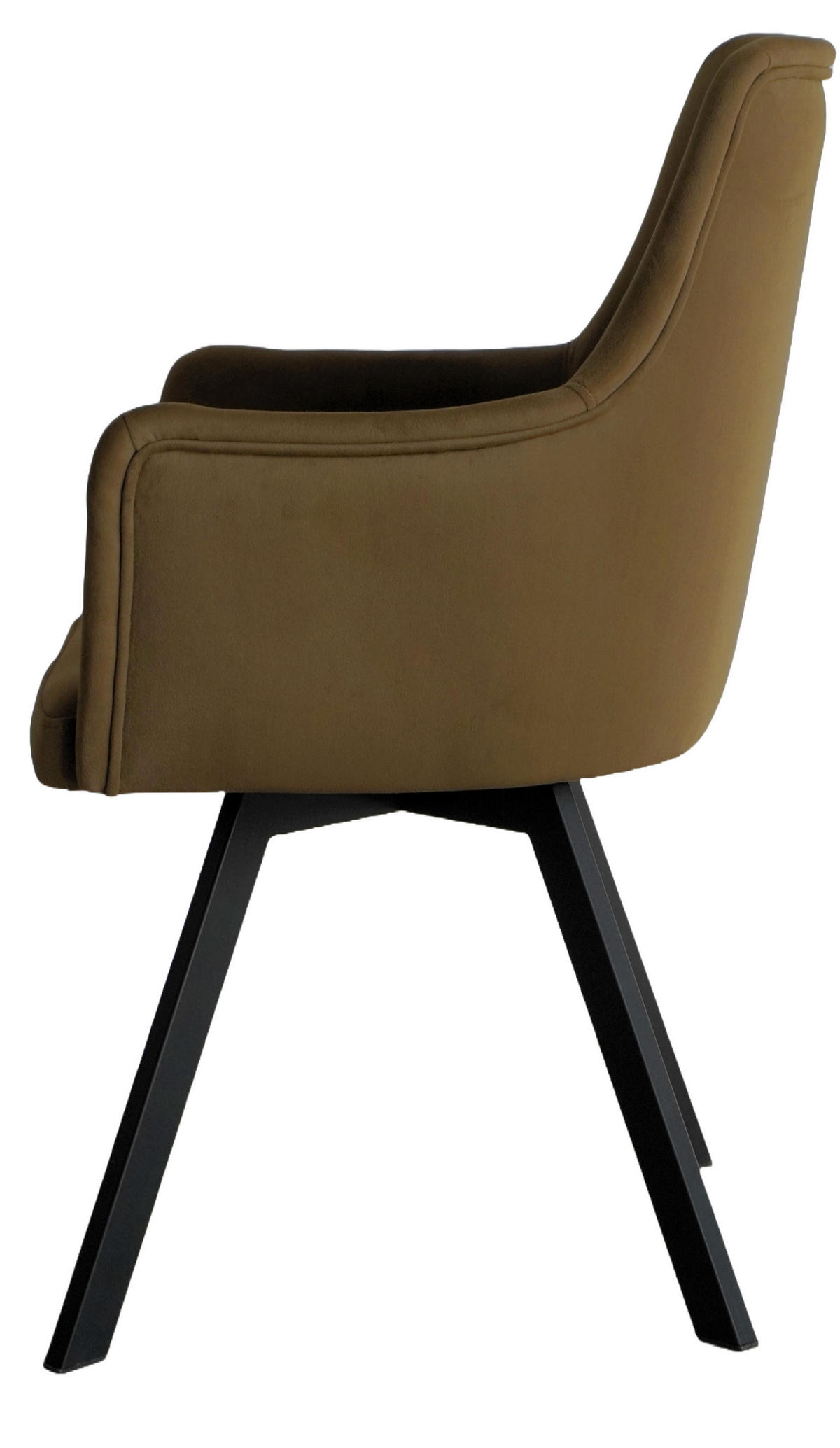 ARMLEHNENSTUHL Sello oliv mit T-Fuß drehbar - Schwarz/Olivgrün, Textil/Metall (55/90/58cm) - INKA furniture