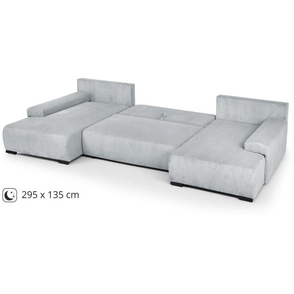 WOHNLANDSCHAFT Benny U hellgrau - Hellgrau/Schwarz, Textil/Metall (350/85/186cm) - Beautysofa