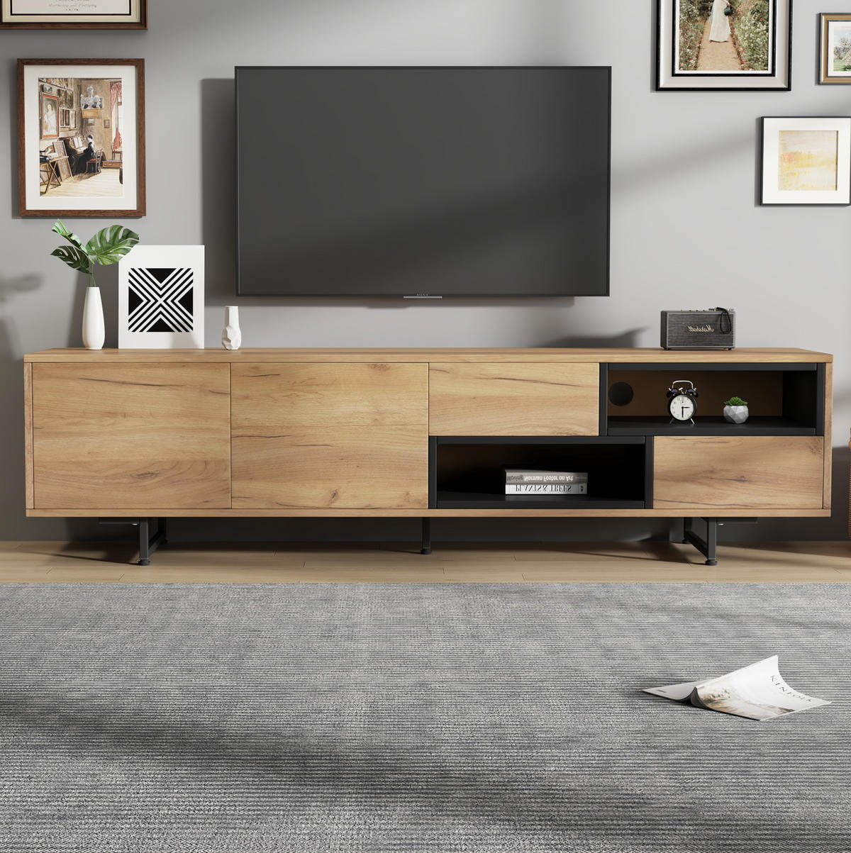 TV-ELEMENT mit 2 Türen und Schubladen 173 x 38 x 48 cm Holzoptik - Braun, Holzwerkstoff (38/48/173cm) - Beauniv