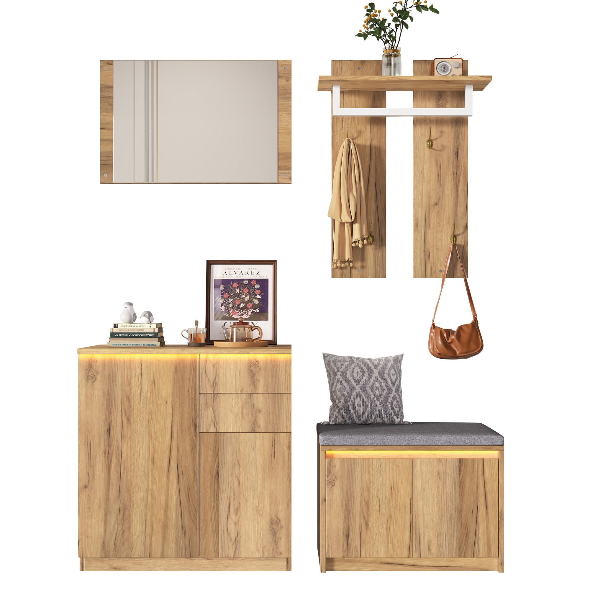 Flieks Garderobe Natur 130x124.5x35 cm