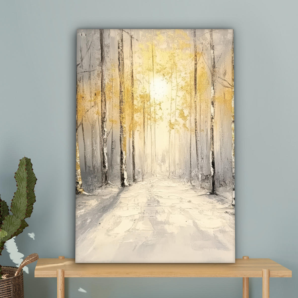 LEINWANDBILD Winter - Abstrakt - Schnee - Natur - Sonne Wanddeko Schlafzimmer 60x90 cm - Grau, Textil (60/90cm) - MuchoWow