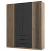 KLEIDERSCHRANK Kaja Schwarz/Eiche 200 cm - Schwarz, Holzwerkstoff/Metall (200/239/61.9cm) - Selsey