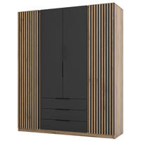 KLEIDERSCHRANK Kaja Schwarz/Eiche 200 cm - Schwarz, Holzwerkstoff/Metall (200/239/61.9cm) - Selsey